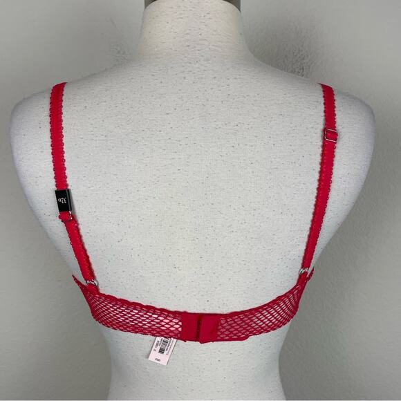 Victoria Secret Red Lace Underwire Bra 32D NWT - Picture 3 of 6